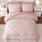 Amberspace Diamond Bow Design 5/7-piece Bed in a Bag Comforter Set with Sheets