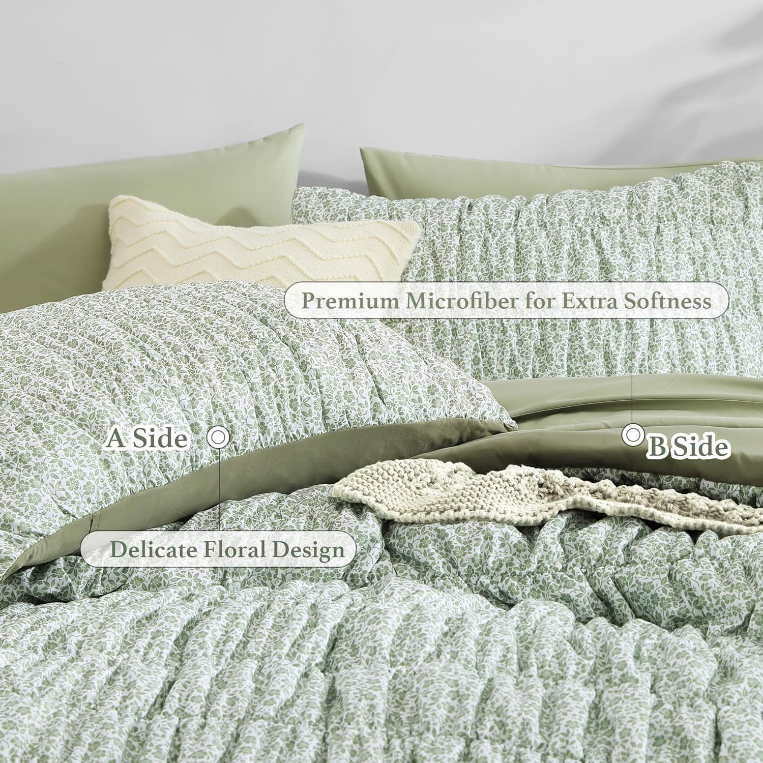 Amberspace Puff 7-piece Bed in a Bag Comforter Set with Sheets