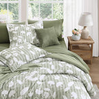 Amberspace Botanical Flowers Design 7-piece Bed in a Bag Comforter Set with Sheets