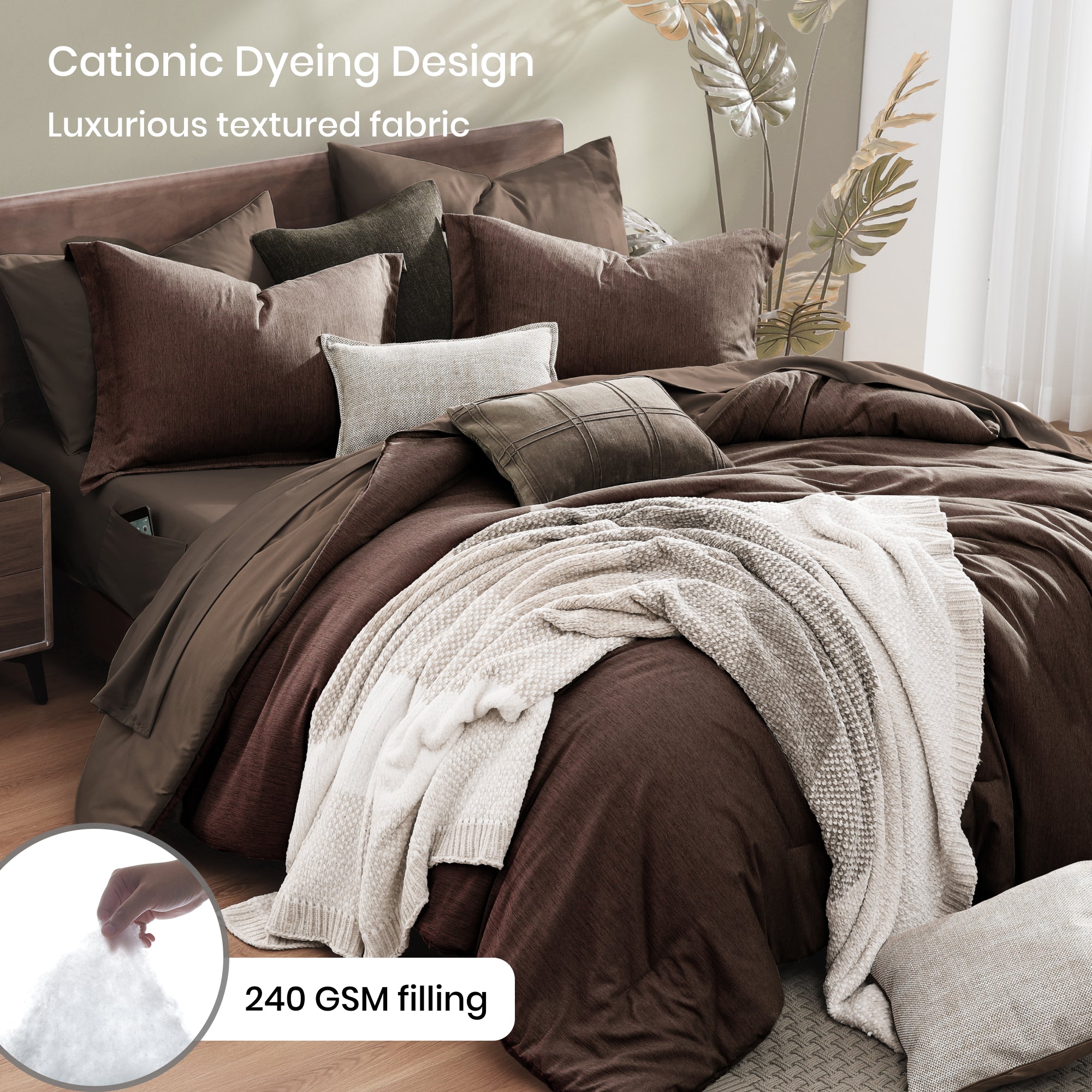 Amberspace Cationic Dyeing 7-piece Bed in a Bag Comforter Set with Sheets