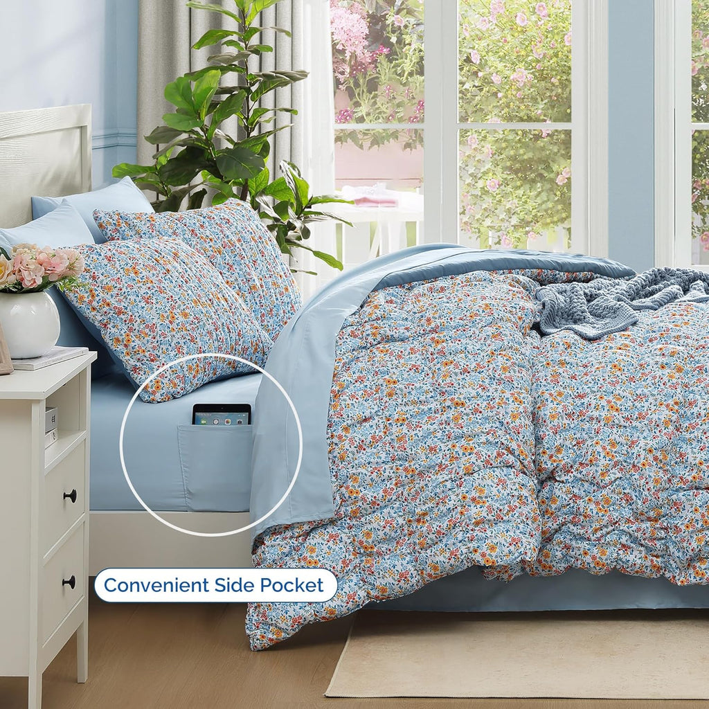 Amberspace Puff 7-piece Bed in a Bag Comforter Set with Sheets
