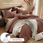 Amberspace Cationic Dyeing 7-piece Bed in a Bag Comforter Set with Sheets