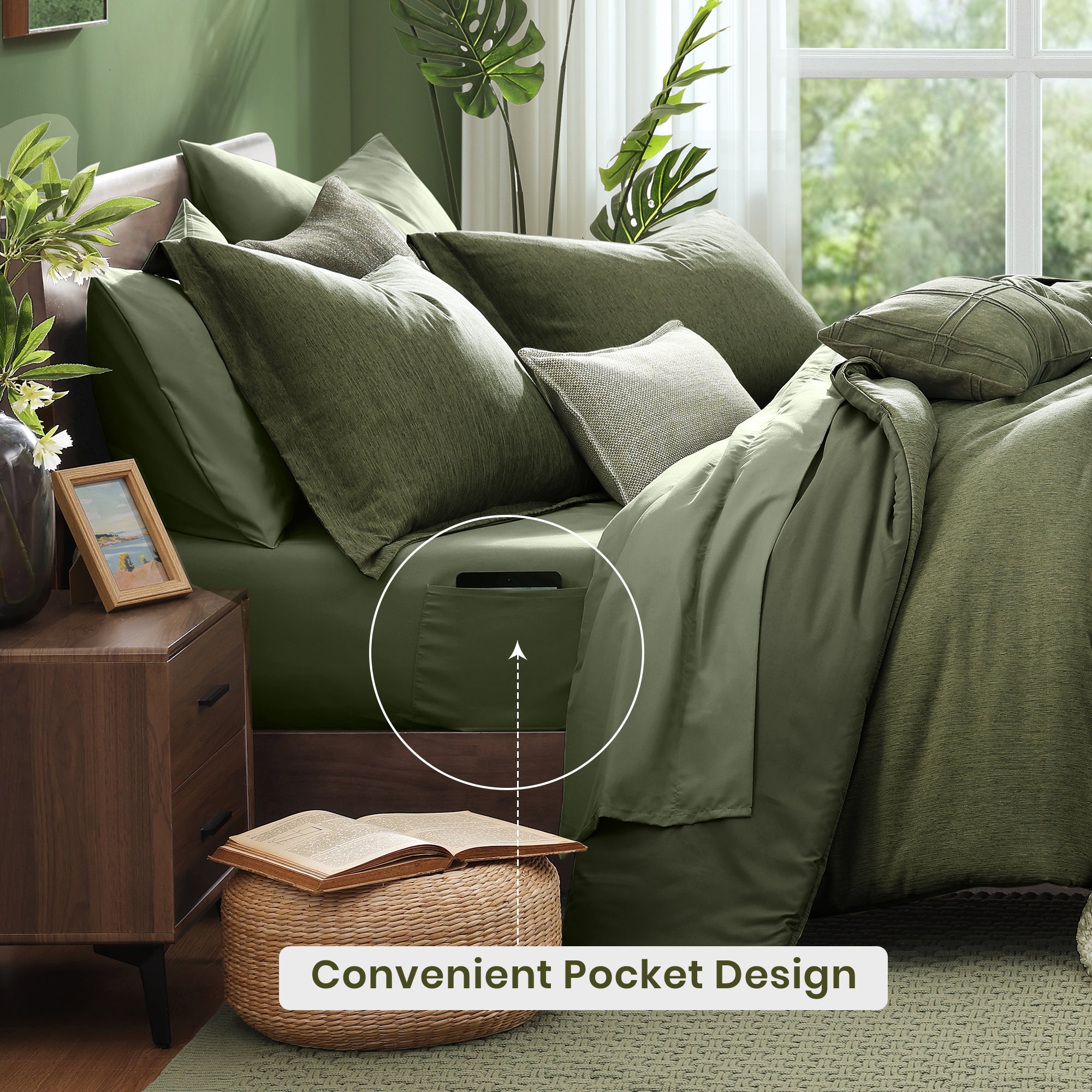 Amberspace Cationic Dyeing 7-piece Bed in a Bag Comforter Set with Sheets
