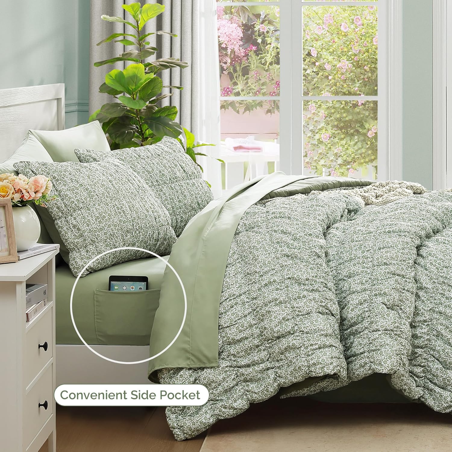 Amberspace Puff 7-piece Bed in a Bag Comforter Set with Sheets