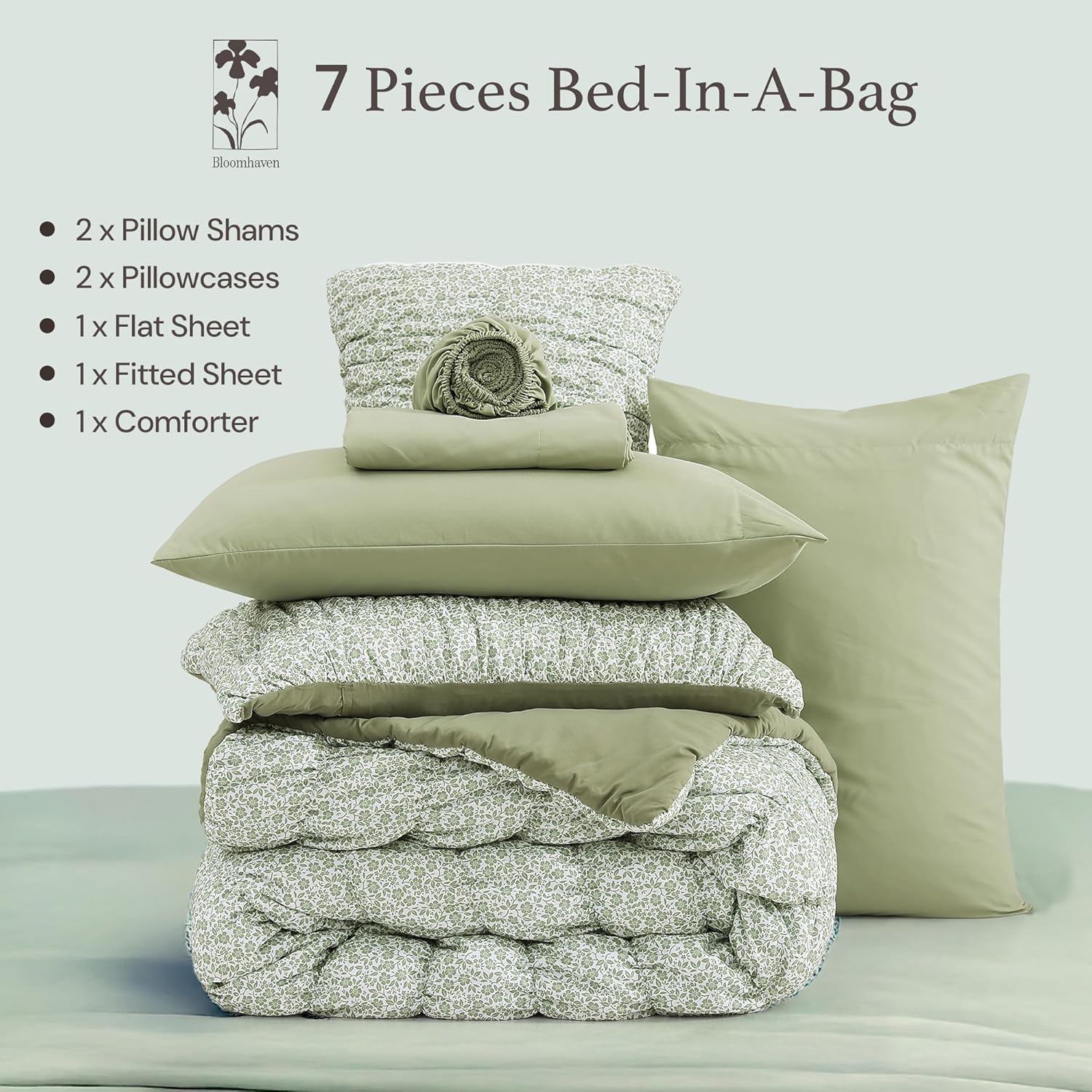 Amberspace Puff 7-piece Bed in a Bag Comforter Set with Sheets