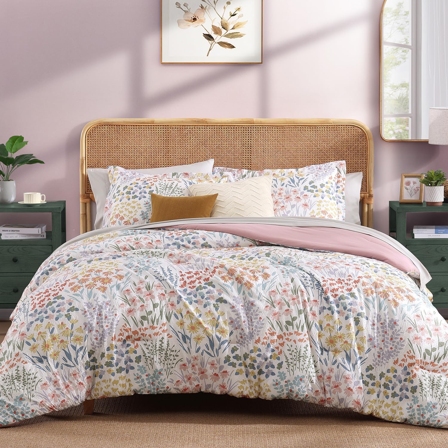 Amberspace Floral 7-piece Bed in a Bag Set with Sheets