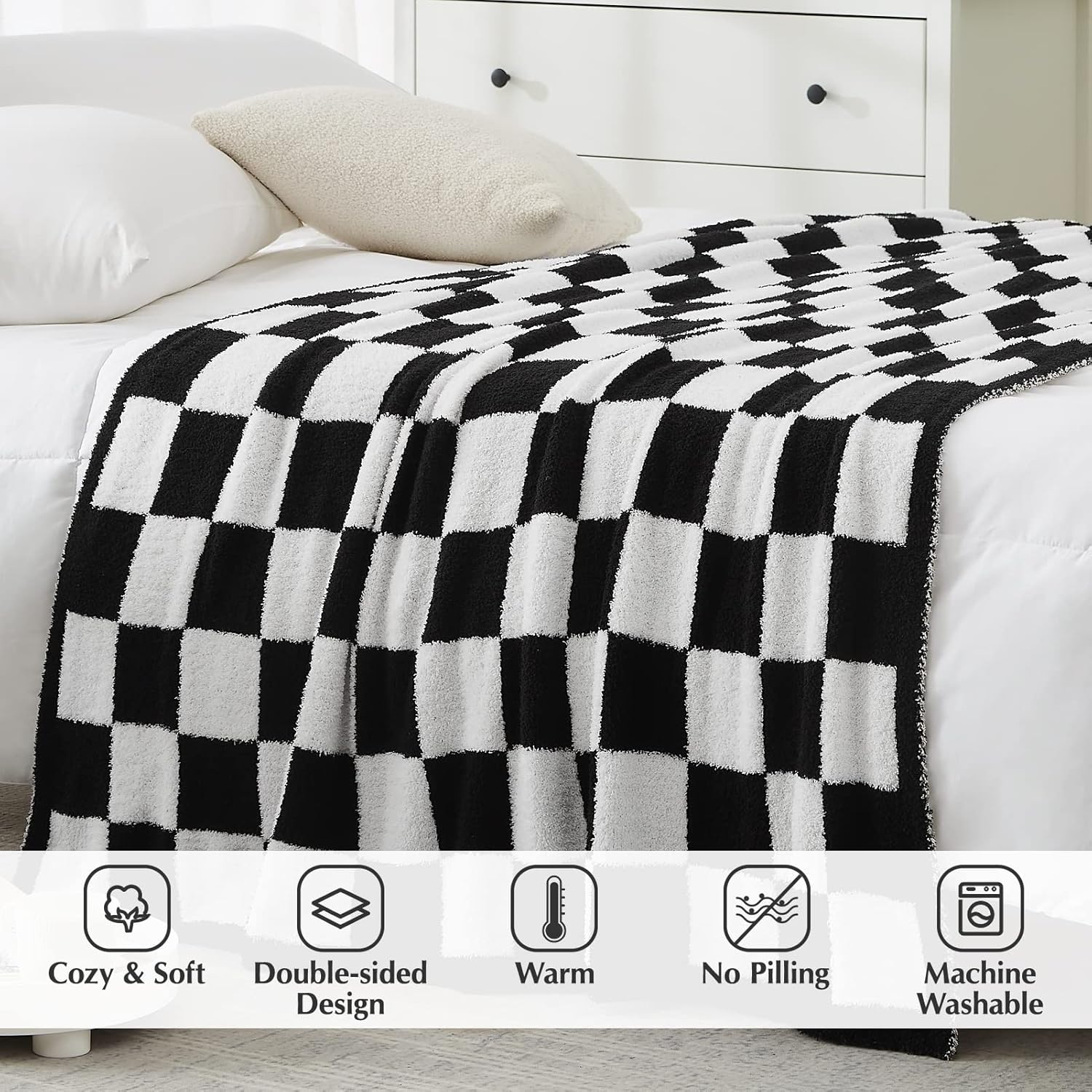 Amberspace Checkered Knit Throw