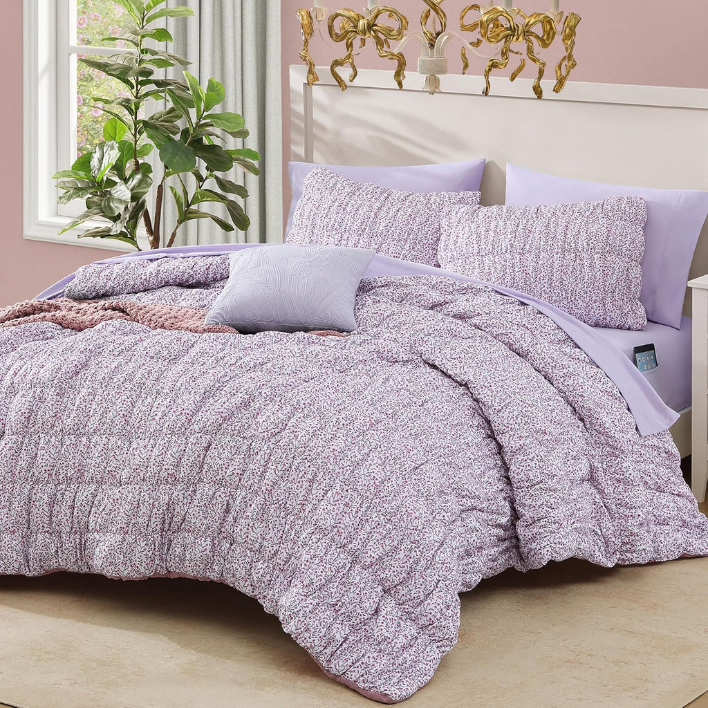 Amberspace Puff 7-piece Bed in a Bag Comforter Set with Sheets