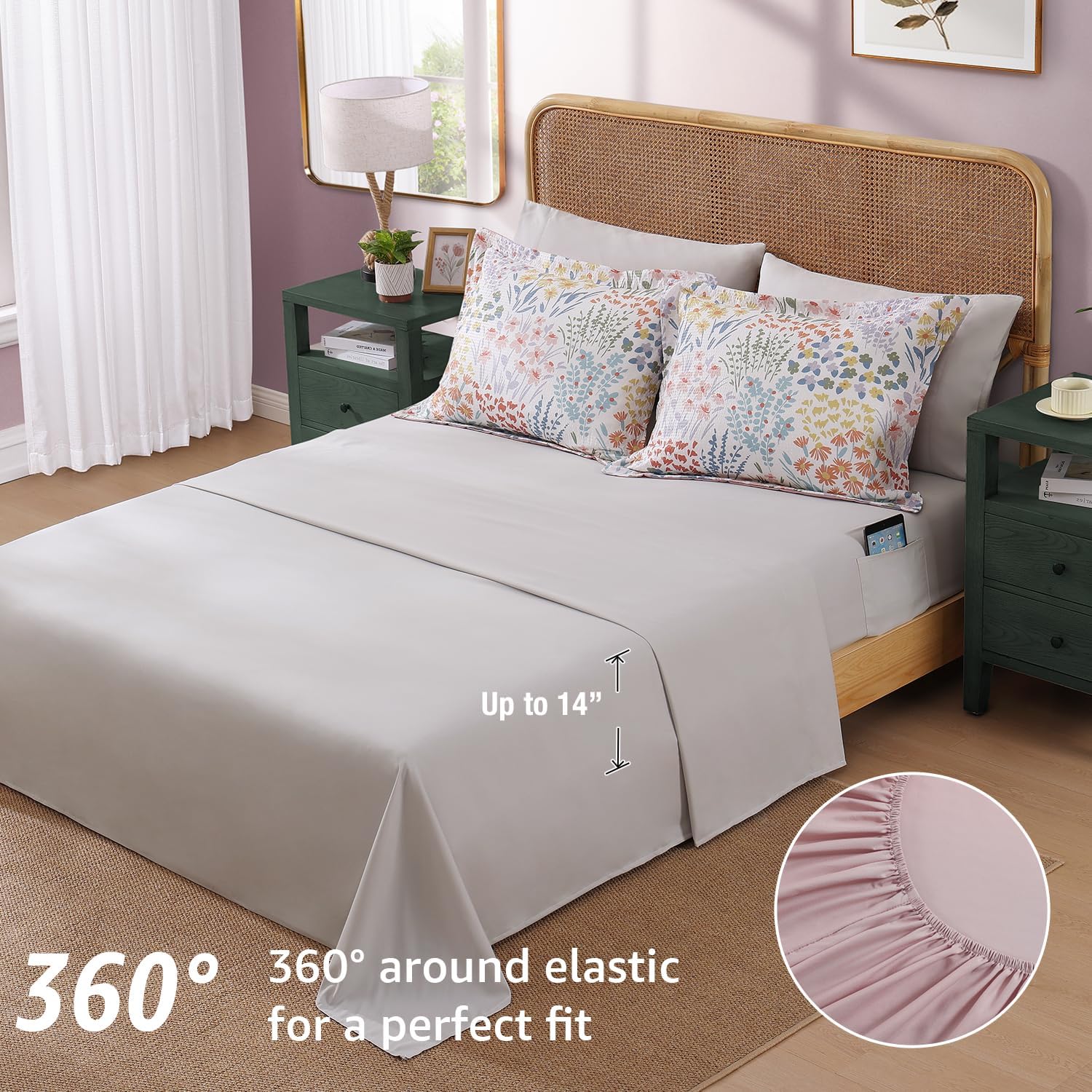 Amberspace Floral 7-piece Bed in a Bag Set with Sheets
