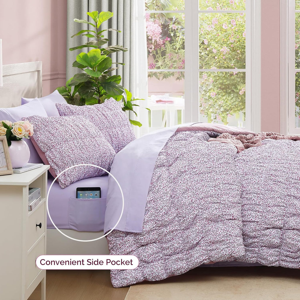 Amberspace Puff 7-piece Bed in a Bag Comforter Set with Sheets