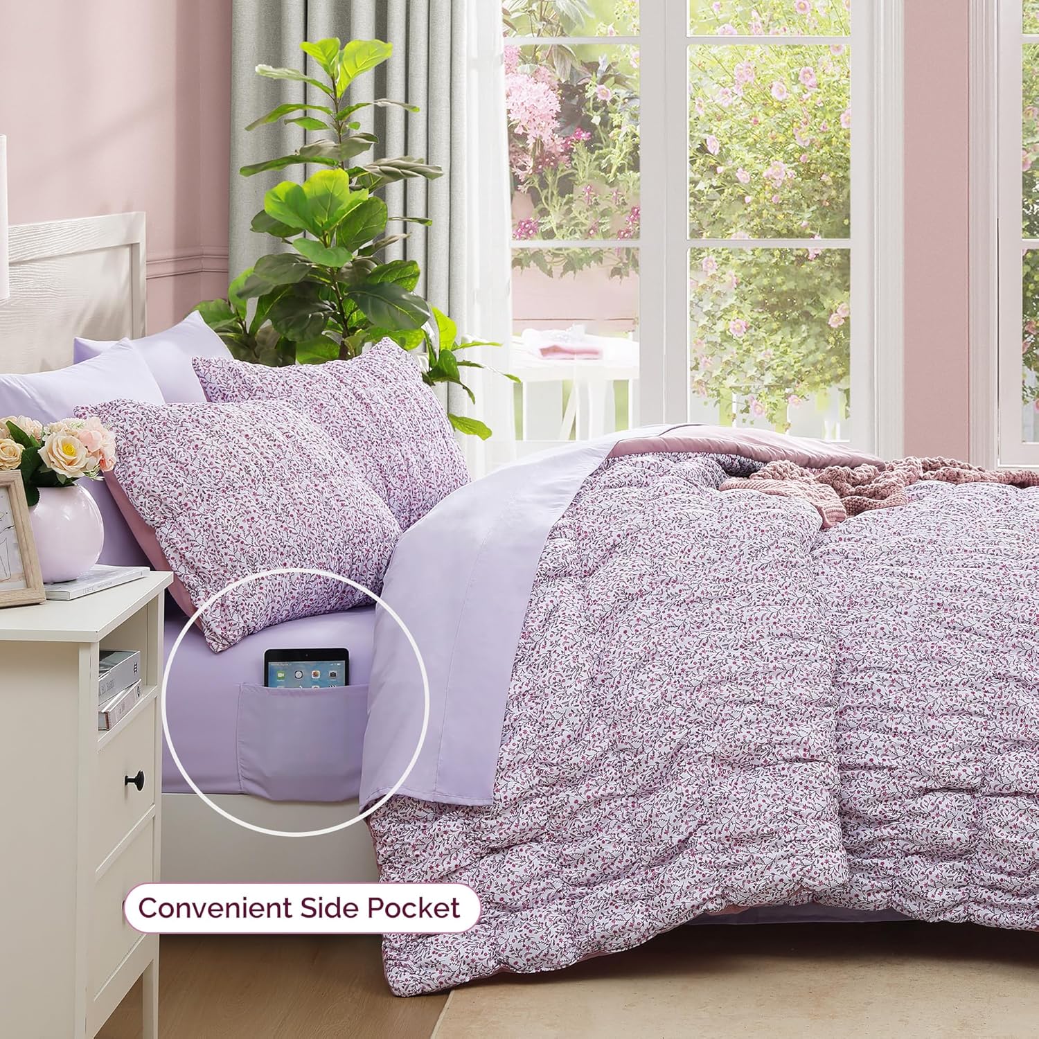 Amberspace Puff 7-piece Bed in a Bag Comforter Set with Sheets
