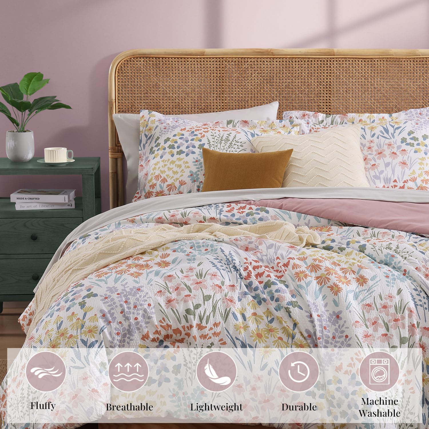Amberspace Floral 7-piece Bed in a Bag Set with Sheets