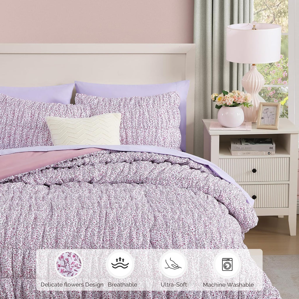 Amberspace Puff 7-piece Bed in a Bag Comforter Set with Sheets