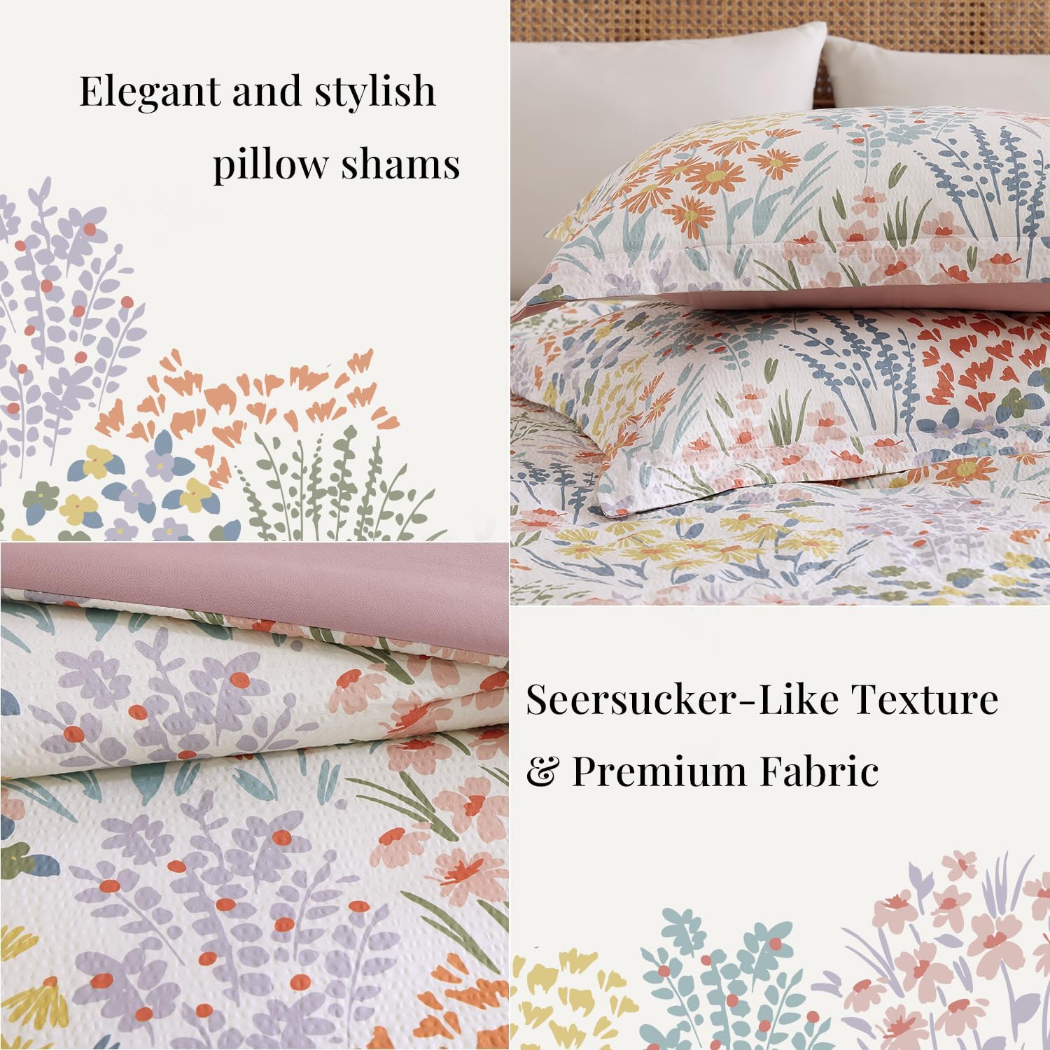 Amberspace Floral 7-piece Bed in a Bag Set with Sheets