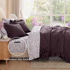 Amberspace Ruffle Design 7-piece Bed in a Bag Comforter Set with Sheets