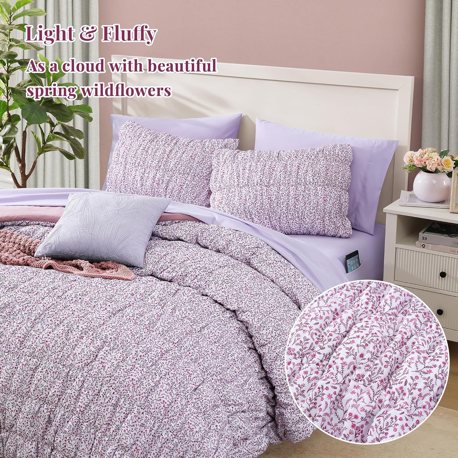 Amberspace Puff 7-piece Bed in a Bag Comforter Set with Sheets