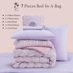 Amberspace Puff 7-piece Bed in a Bag Comforter Set with Sheets