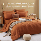Amberspace Prewashed fabric 7-piece Bed in a Bag Comforter Set with Sheets