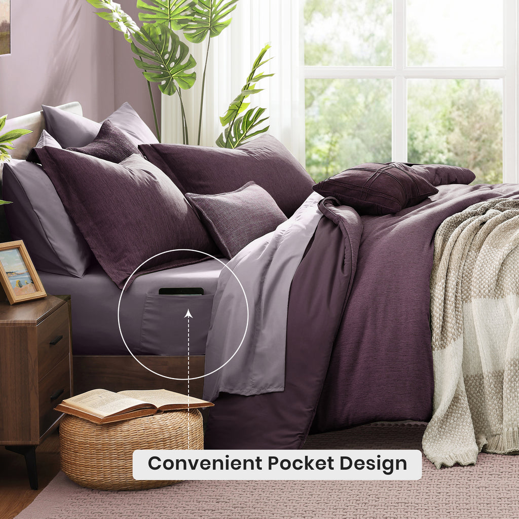 Amberspace Cationic Dyeing 7-piece Bed in a Bag Comforter Set with Sheets