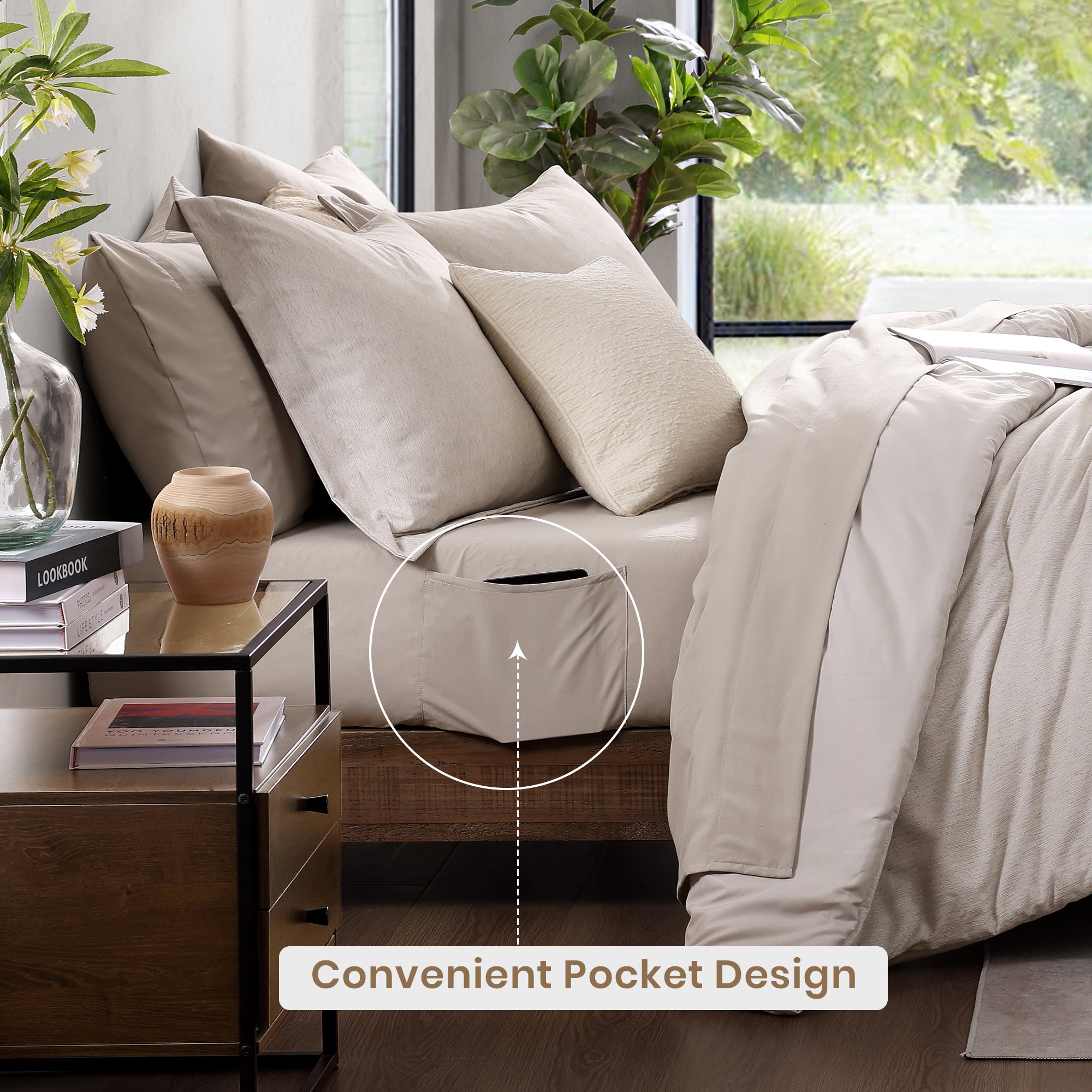 Amberspace Cationic Dyeing 7-piece Bed in a Bag Comforter Set with Sheets