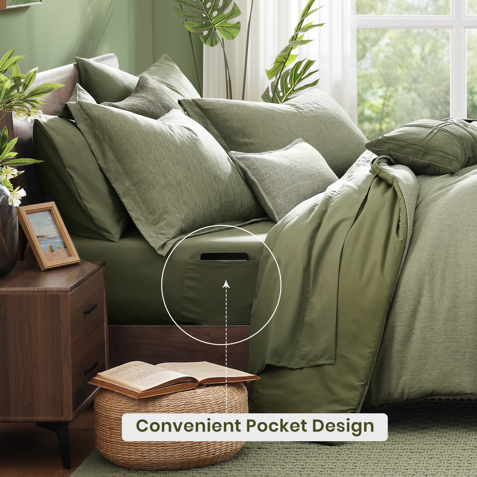 Amberspace Cationic Dyeing 7-piece Bed in a Bag Comforter Set with Sheets