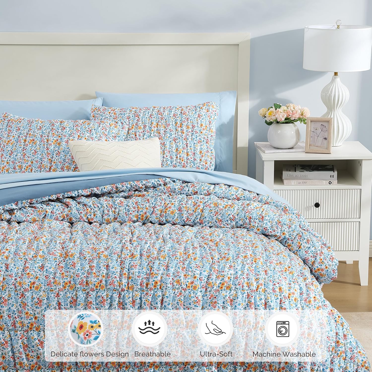 Amberspace Puff 7-piece Bed in a Bag Comforter Set with Sheets