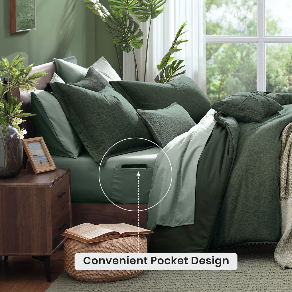 Amberspace Cationic Dyeing 7-piece Bed in a Bag Comforter Set with Sheets