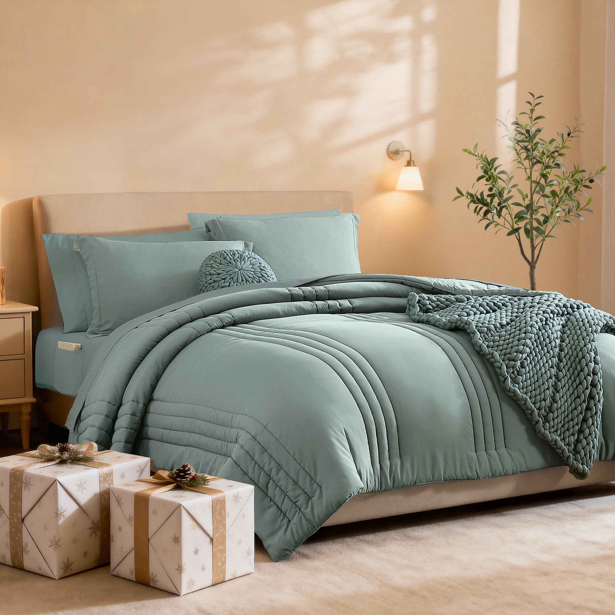 Amberspace 7-Piece Bed in a Bag Comforter Set with Sheets