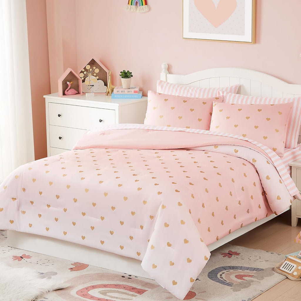 Amberspace Diamond Bow Design 5/7-piece Bed in a Bag Comforter Set with Sheets