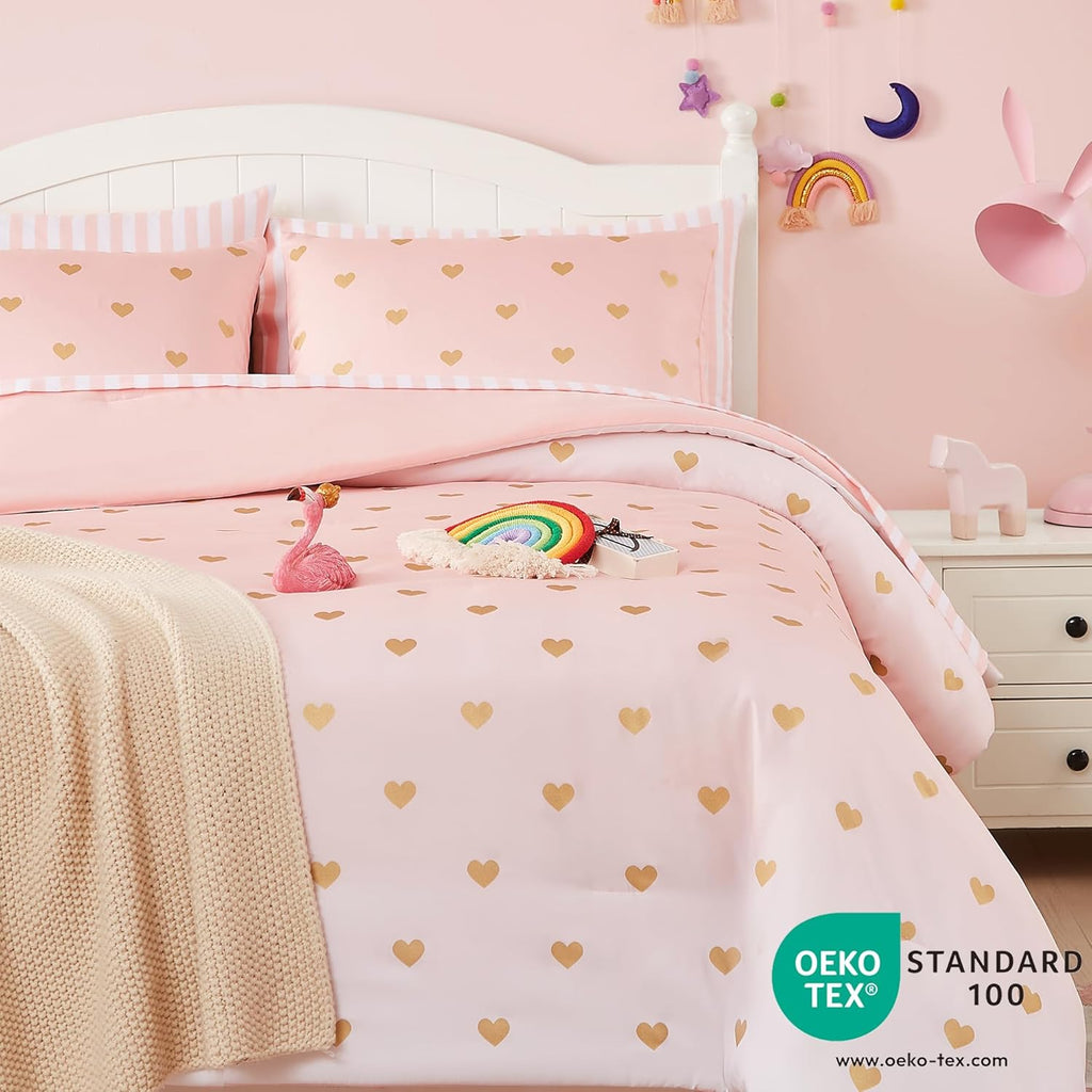 Amberspace Diamond Bow Design 5/7-piece Bed in a Bag Comforter Set with Sheets