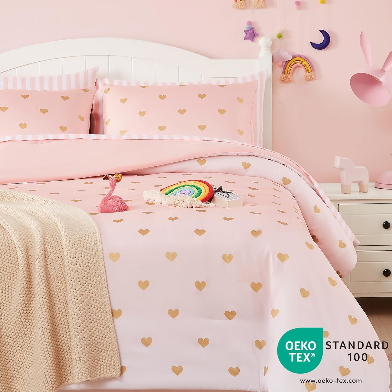 Amberspace Diamond Bow Design 5/7-piece Bed in a Bag Comforter Set with Sheets