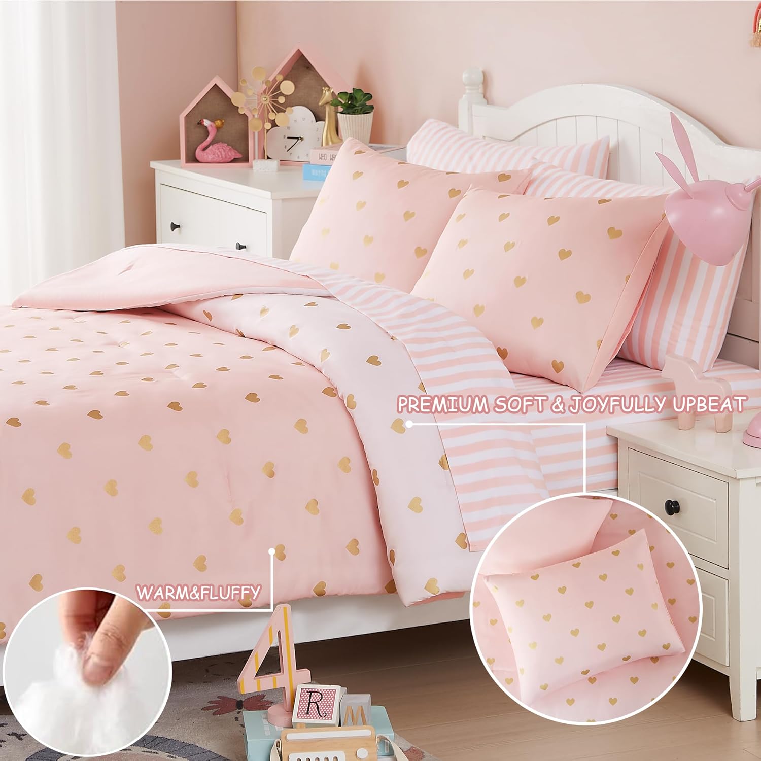 Amberspace Diamond Bow Design 5/7-piece Bed in a Bag Comforter Set with Sheets