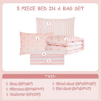 Amberspace Diamond Bow Design 5/7-piece Bed in a Bag Comforter Set with Sheets