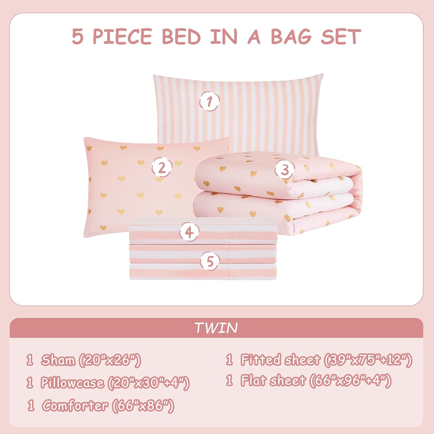 Amberspace Diamond Bow Design 5/7-piece Bed in a Bag Comforter Set with Sheets