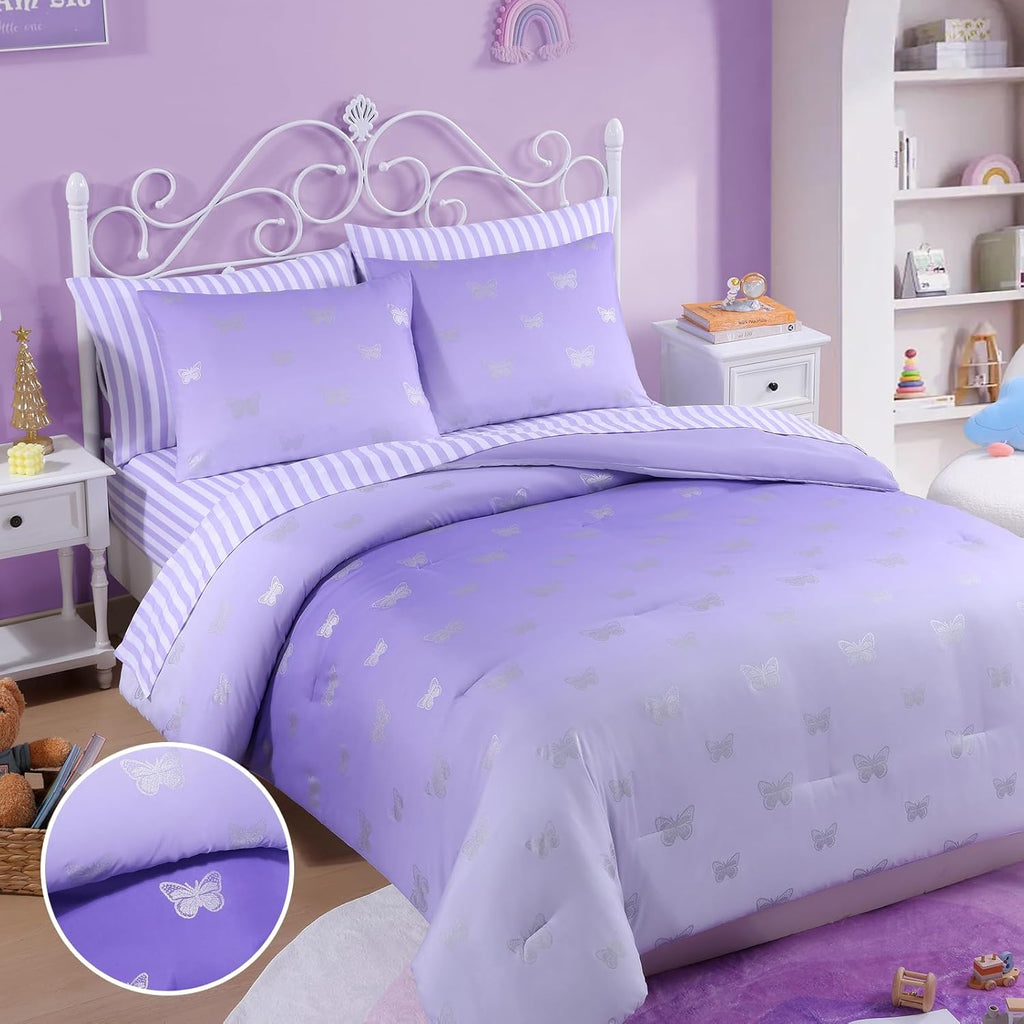 Amberspace Diamond Bow Design 5/7-piece Bed in a Bag Comforter Set with Sheets