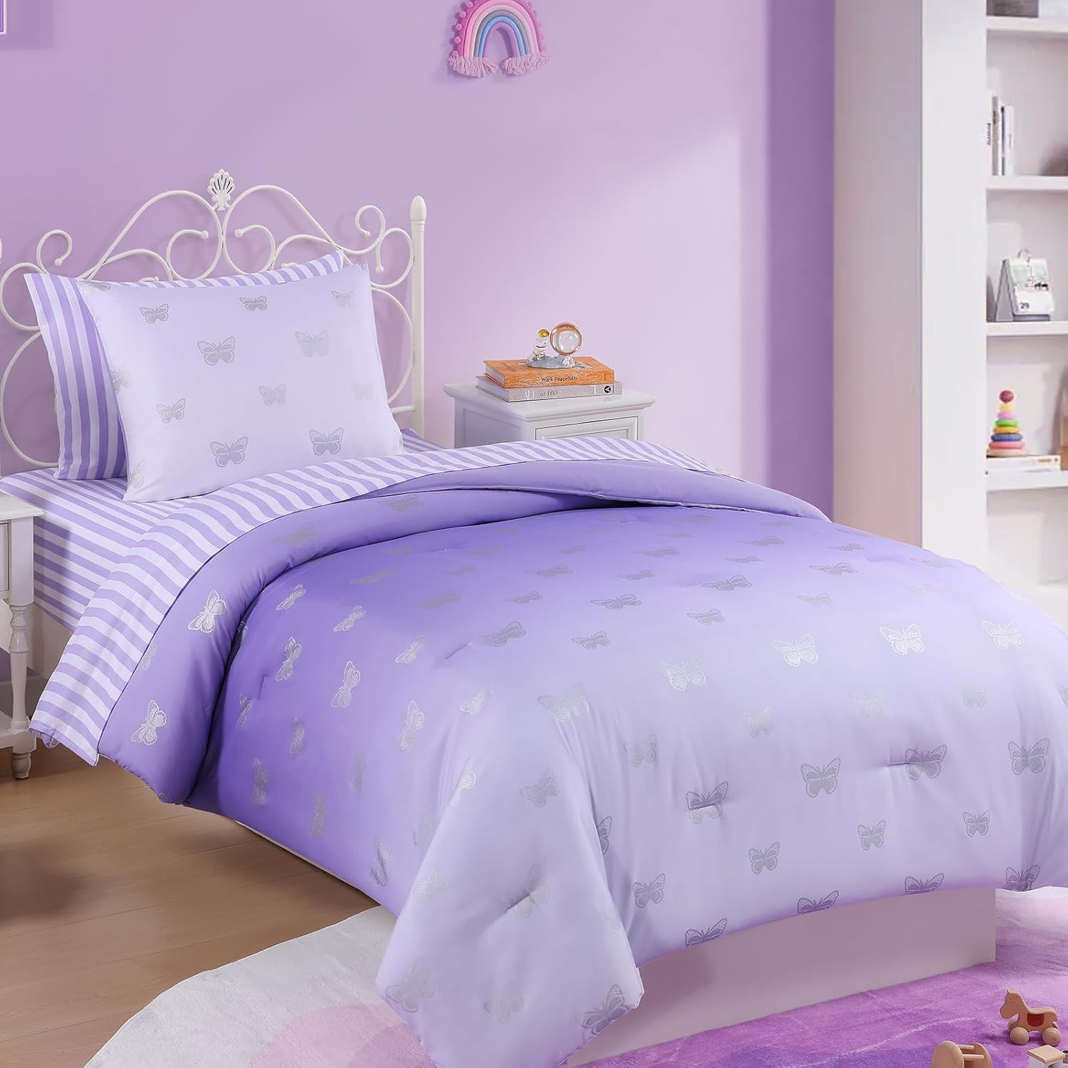 Amberspace Diamond Bow Design 5/7-piece Bed in a Bag Comforter Set with Sheets
