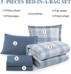 Amberspace Plaid Design Bed in a Bag Comforter Set with Sheets
