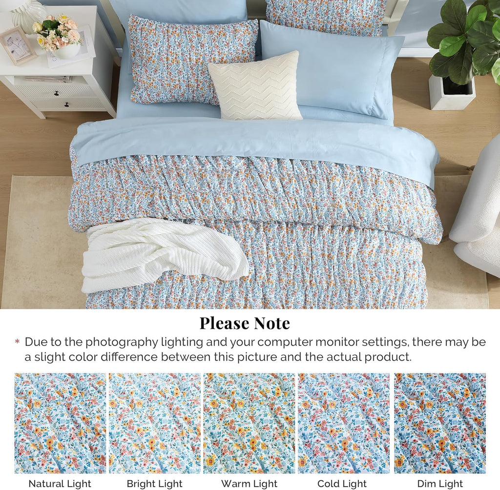 Amberspace Puff 7-piece Bed in a Bag Comforter Set with Sheets