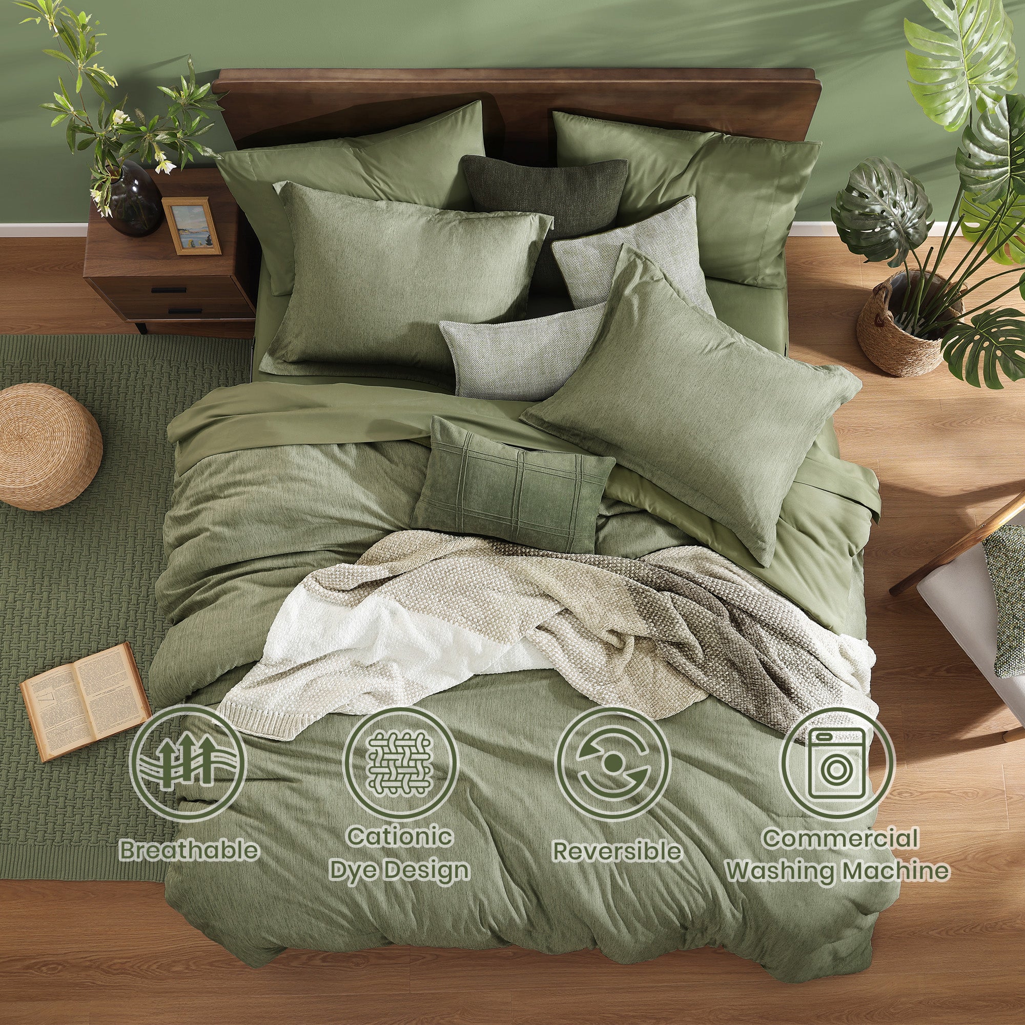 Amberspace Cationic Dyeing 7-piece Bed in a Bag Comforter Set with Sheets