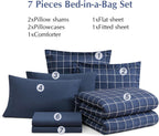 Amberspace Plaid Design Bed in a Bag Comforter Set with Sheets