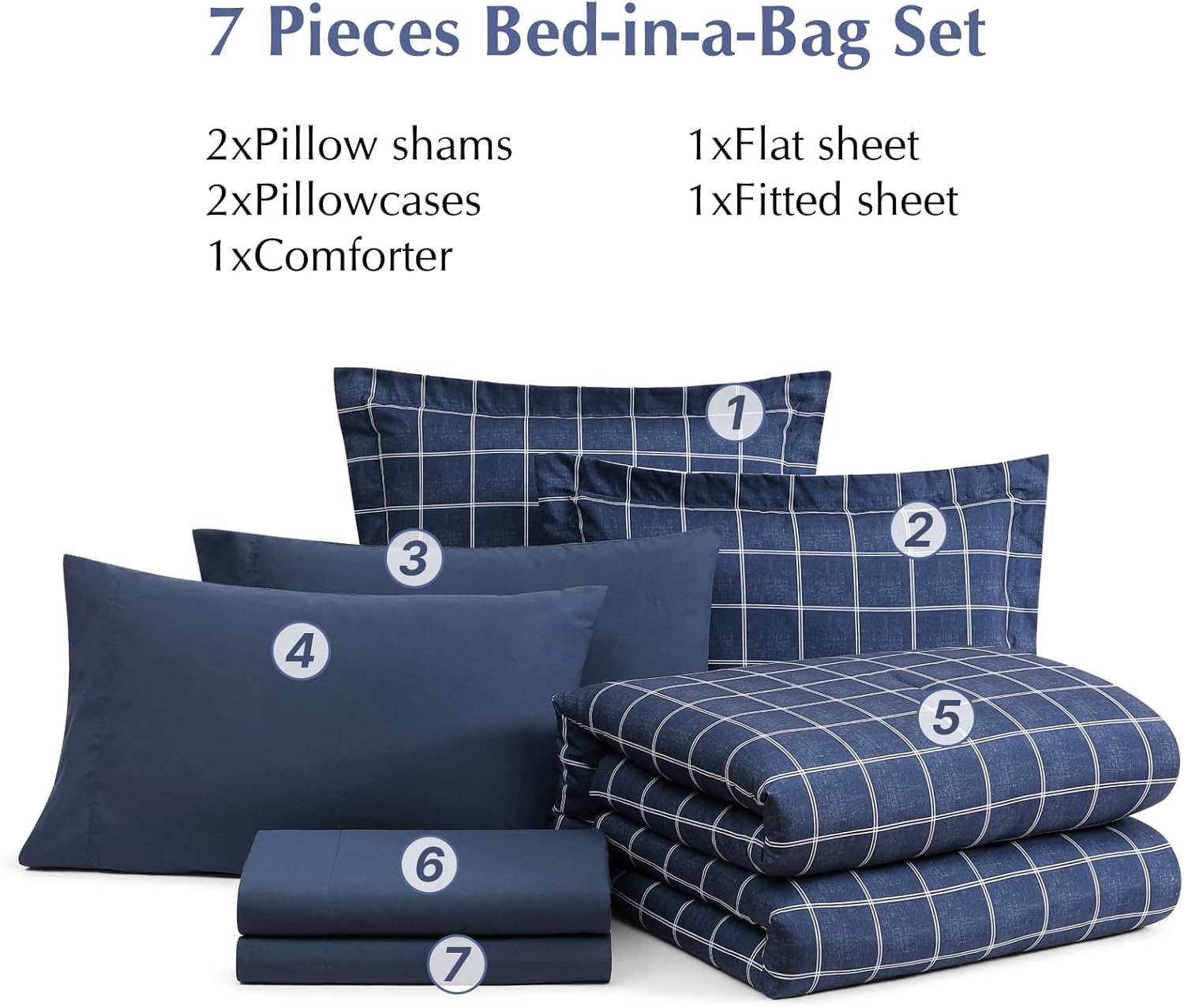 Amberspace Plaid Design Bed in a Bag Comforter Set with Sheets