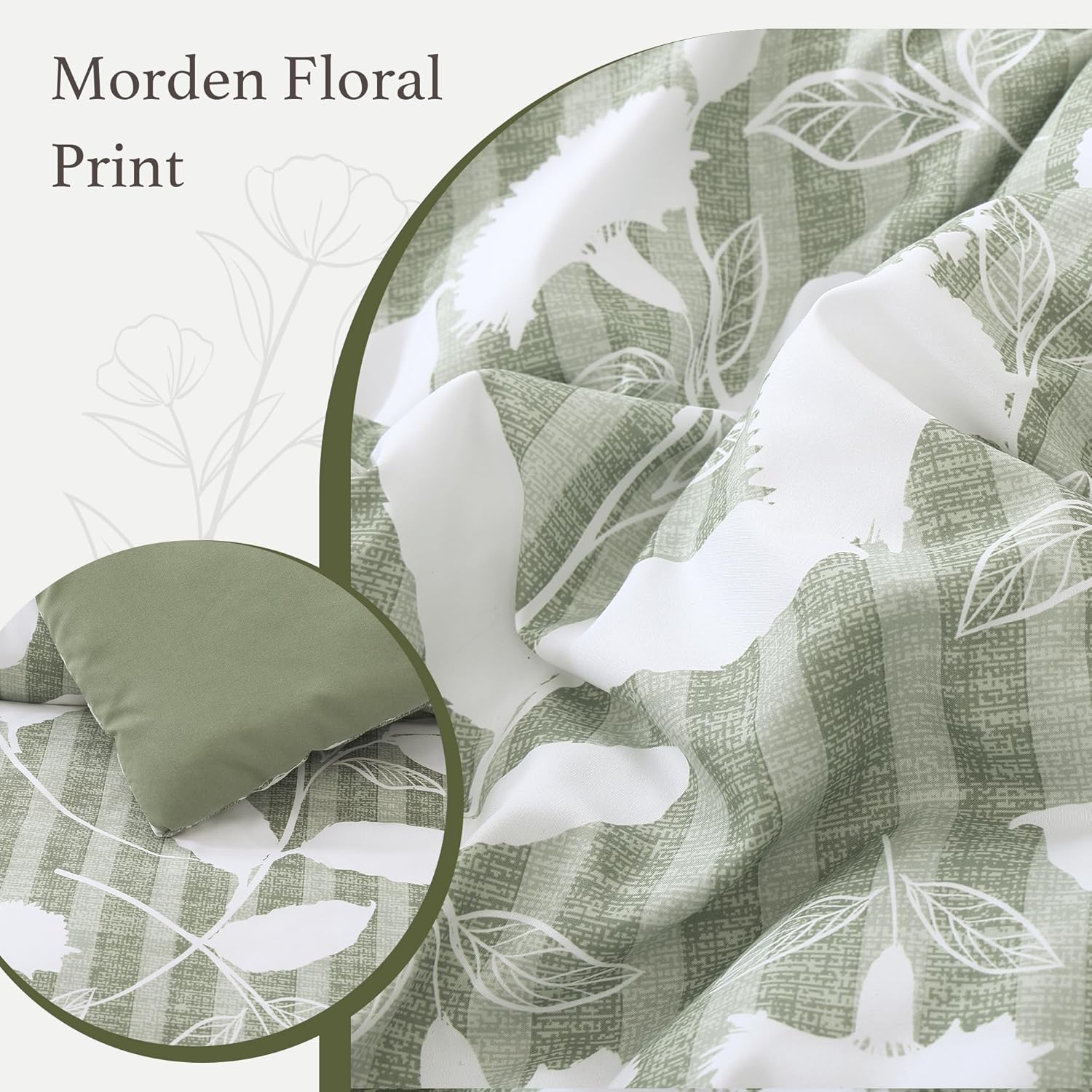 Amberspace Botanical Flowers Design 7-piece Bed in a Bag Comforter Set with Sheets