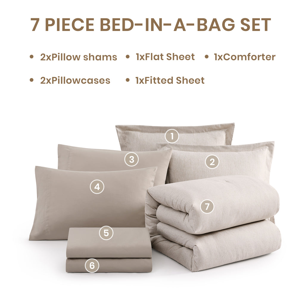 Amberspace Cationic Dyeing 7-piece Bed in a Bag Comforter Set with Sheets