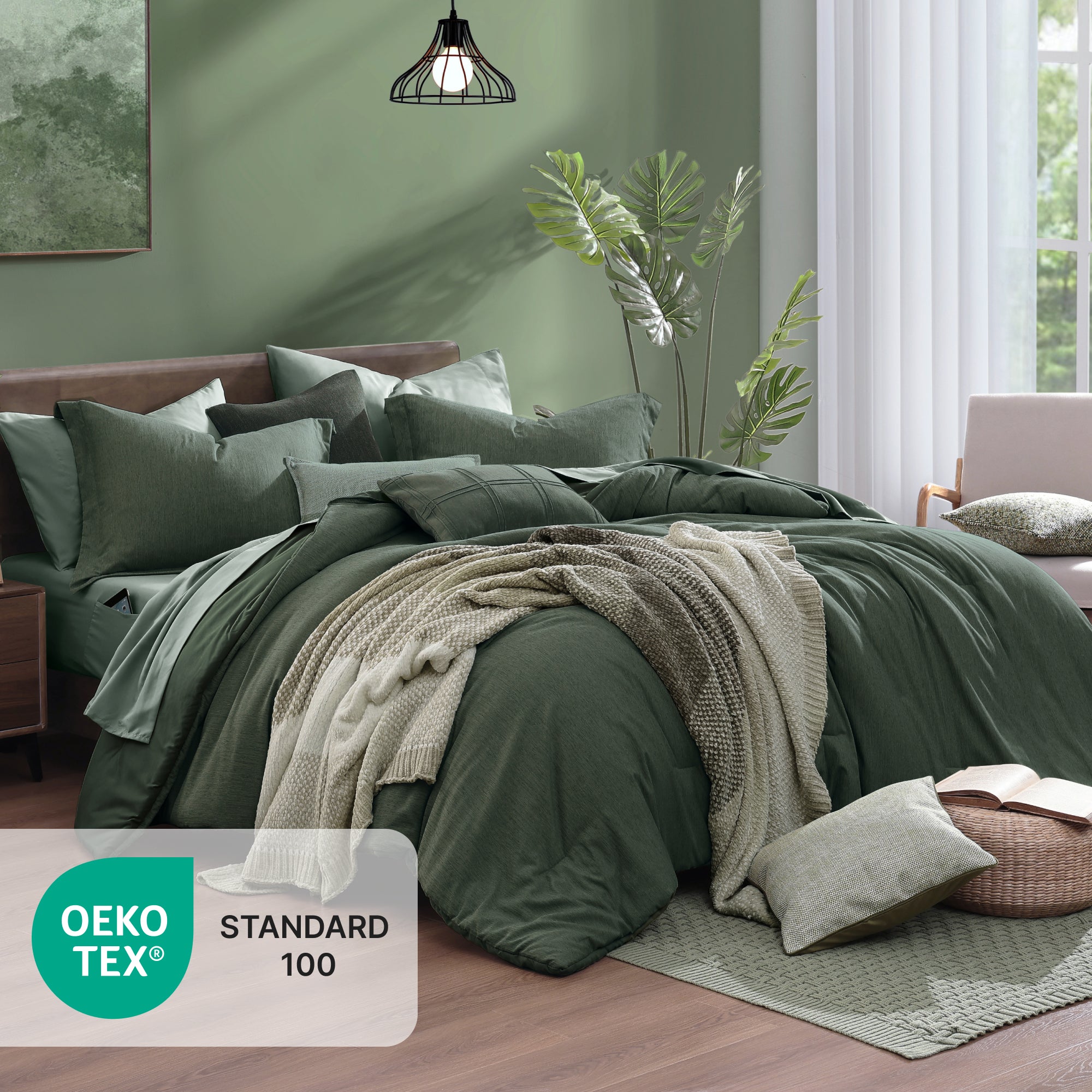 Amberspace Cationic Dyeing 7-piece Bed in a Bag Comforter Set with Sheets