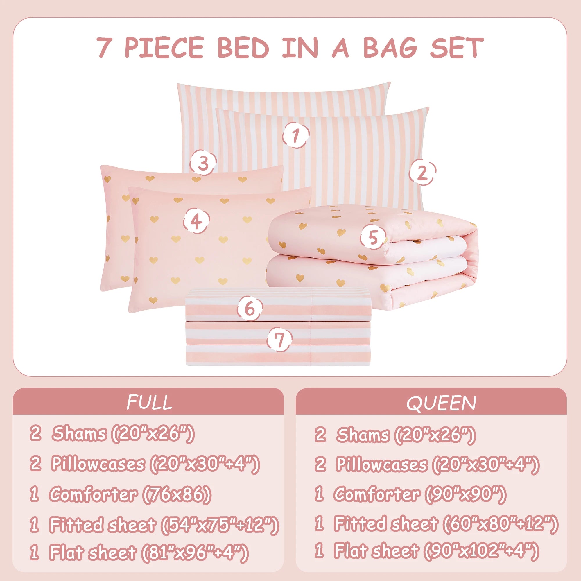 Amberspace Diamond Bow Design 5/7-piece Bed in a Bag Comforter Set with Sheets