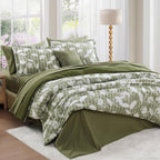 Amberspace Botanical Flowers Design 7-piece Bed in a Bag Comforter Set with Sheets