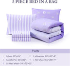 Amberspace Diamond Bow Design 5/7-piece Bed in a Bag Comforter Set with Sheets