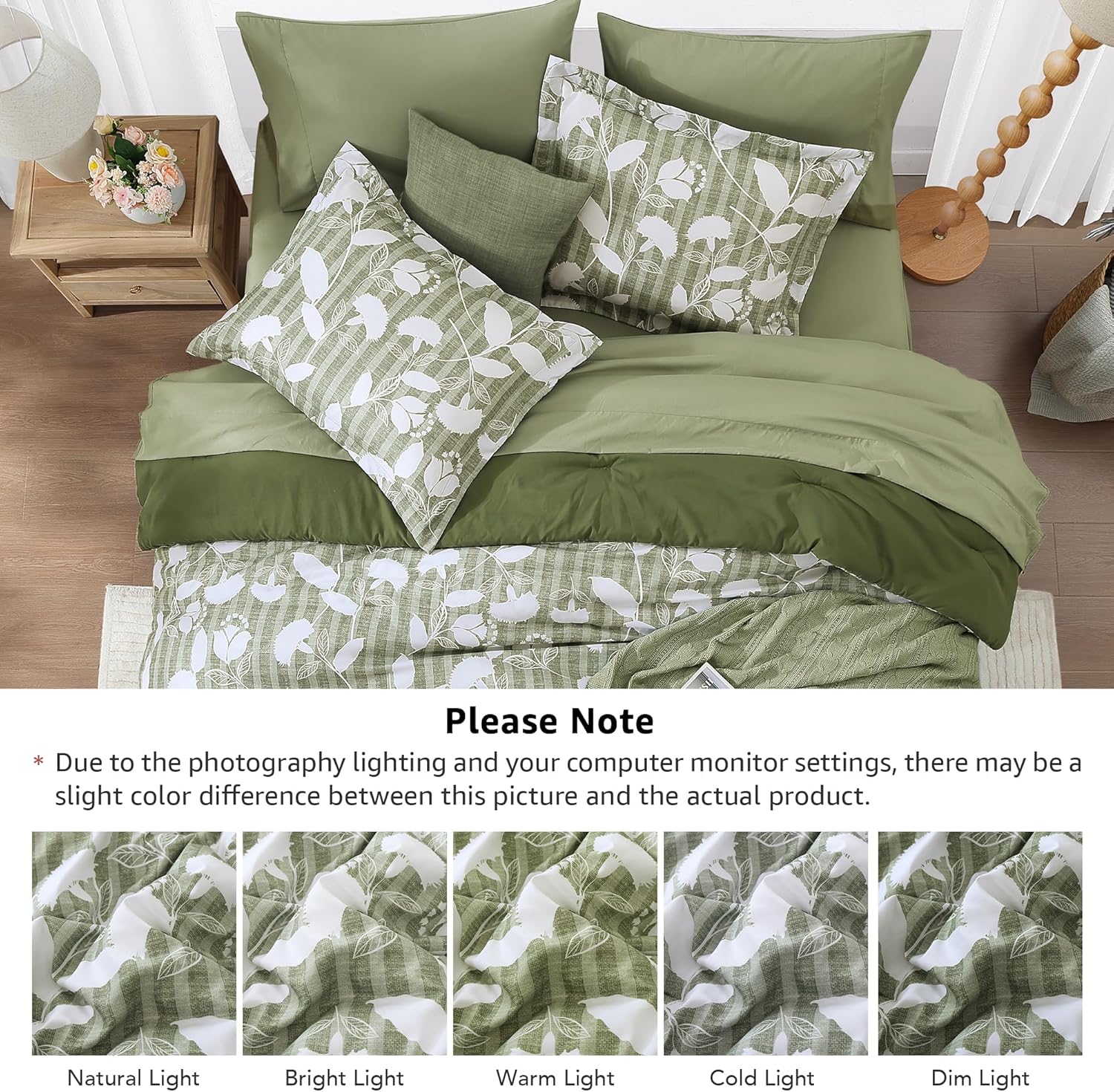 Amberspace Botanical Flowers Design 7-piece Bed in a Bag Comforter Set with Sheets
