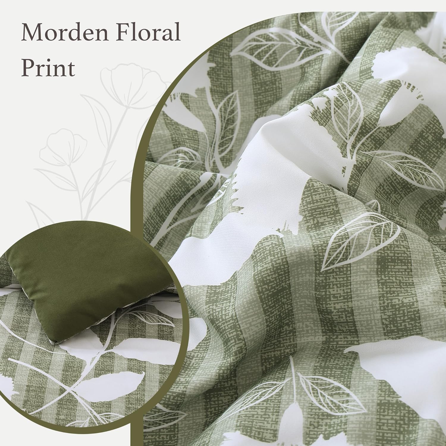 Amberspace Botanical Flowers Design 7-piece Bed in a Bag Comforter Set with Sheets