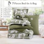 Amberspace Botanical Flowers Design 7-piece Bed in a Bag Comforter Set with Sheets